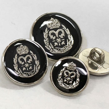 340343 Silver with Black Epoxy Blazer Button - 3 Sizes 340343 Silver with Black Epoxy Blazer Button - 3 Sizes